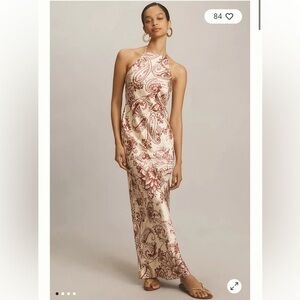 By Anthropologie Halter Printed Maxi Dress XL